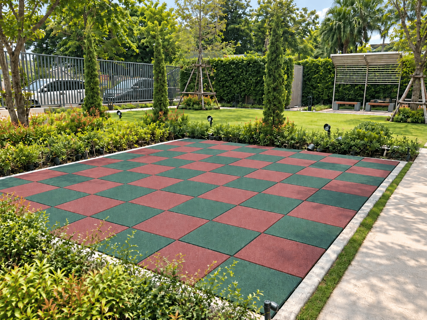 บล็อกยาง Rubber Tile ปูลานกลางแจ้ง